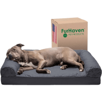 Furhaven Cama estilo sofá acolchada ortopédica para perros reseña