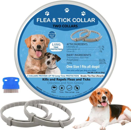 Collar IROFOL para prevención de pulgas y garrapatas en perros, paquete de 2 reseña